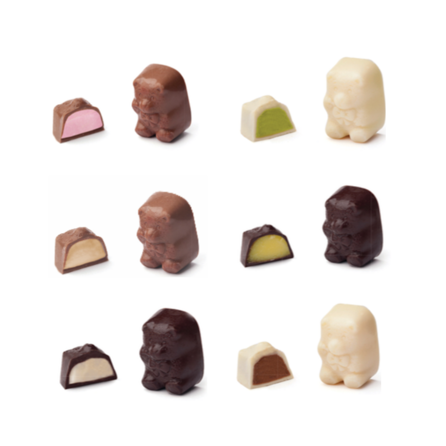 Gevulde diertjes met vloeibare vulling/praliné