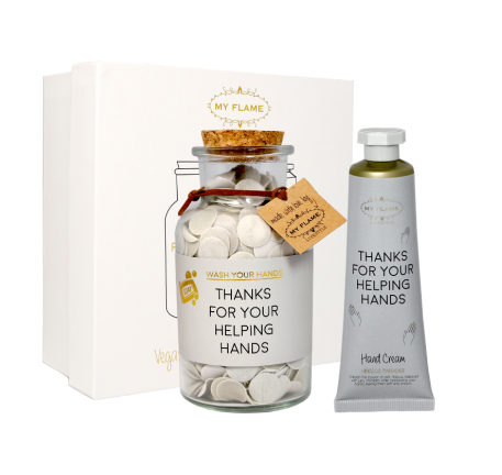 Box: 'Thanks for helping hands'