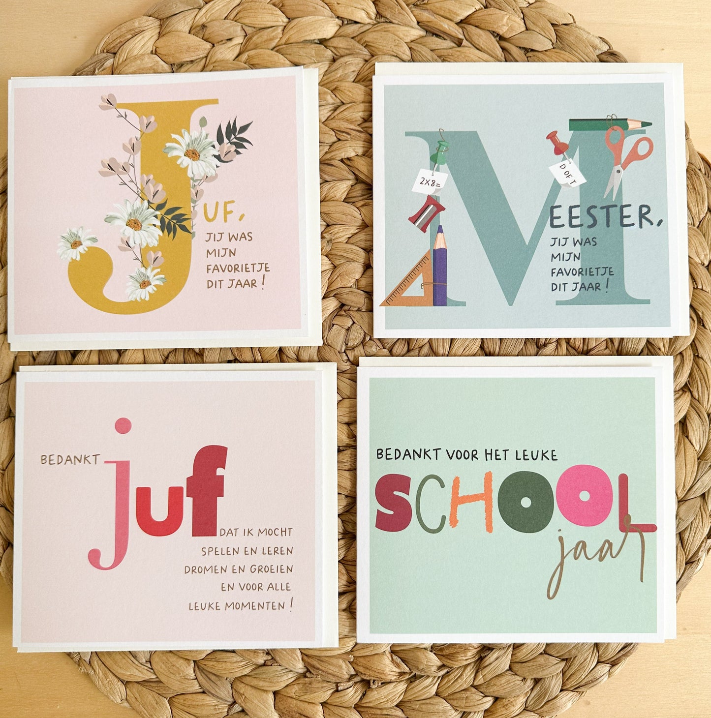 Wenskaarten juf/meester/einde schooljaar