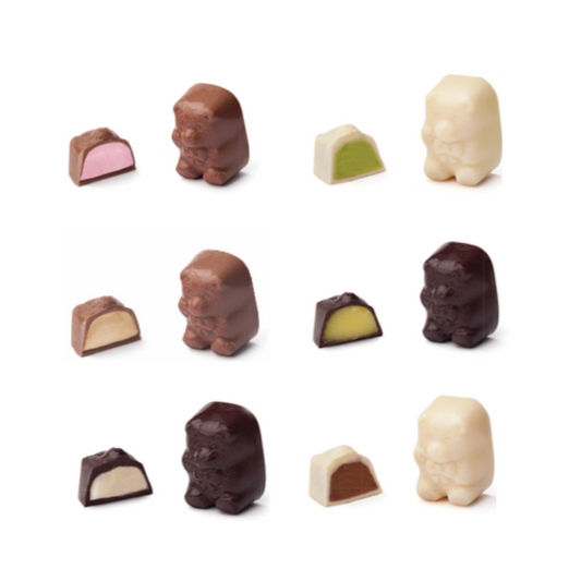 Gevulde diertjes met vloeibare vulling/praliné