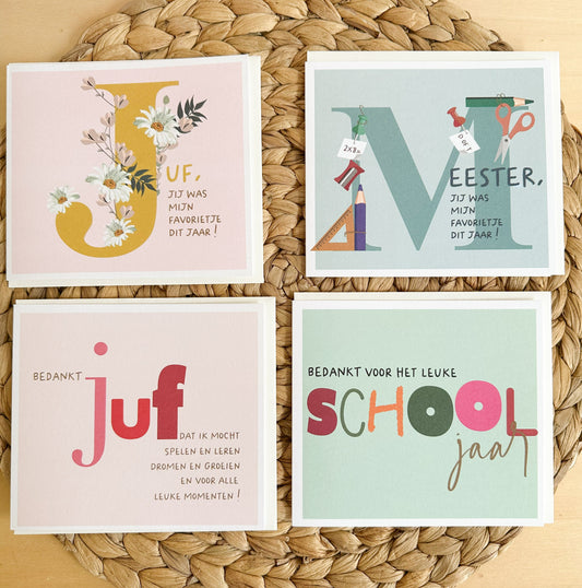 Wenskaarten juf/meester/einde schooljaar