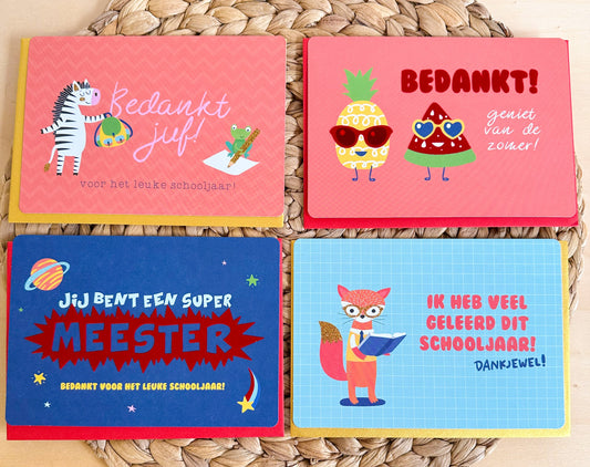 Wenskaarten juf/meester/einde schooljaar