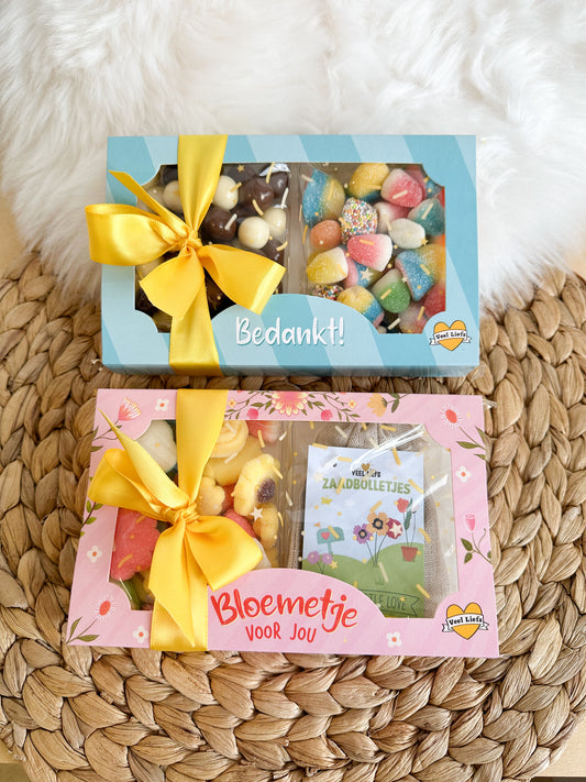 Snoepdoos bedankt/bloemen voor jou/speciaal voor jou